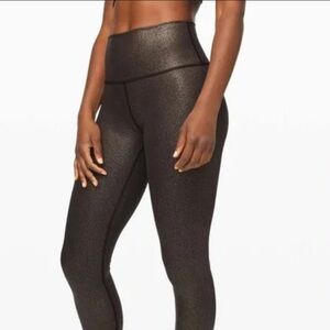 Black and gold foil Lululemon Leggings size 4
